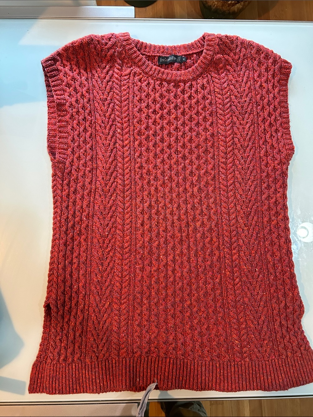 Gorgeous ! Wool cableknit cotton  silk long vest Irelands Eye  Ireland